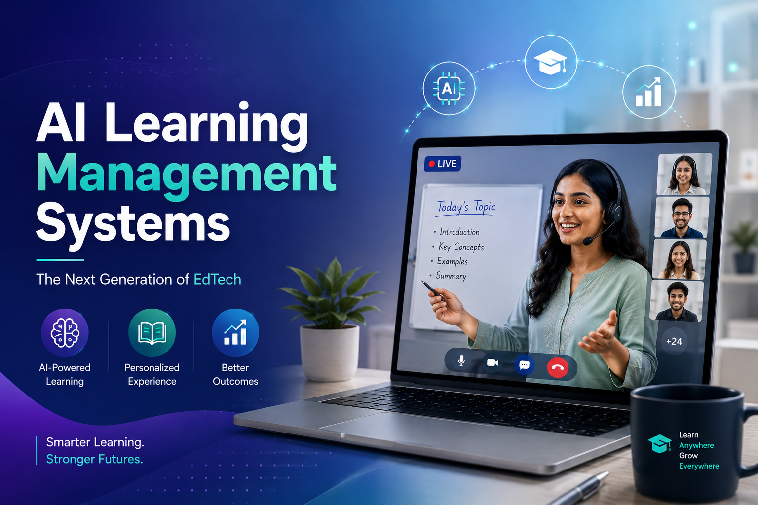 AI Learning Management Systems: The Next Generation of EdTech — AI-powered live class illustration