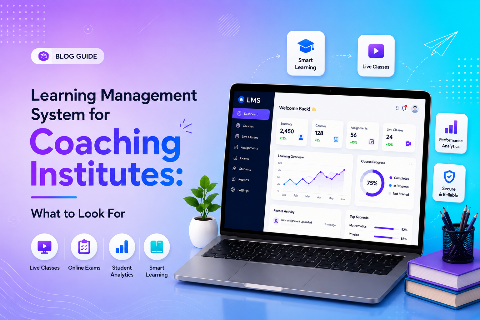 Learning Management System for Coaching Institutes: What to Look For — blog guide cover illustration